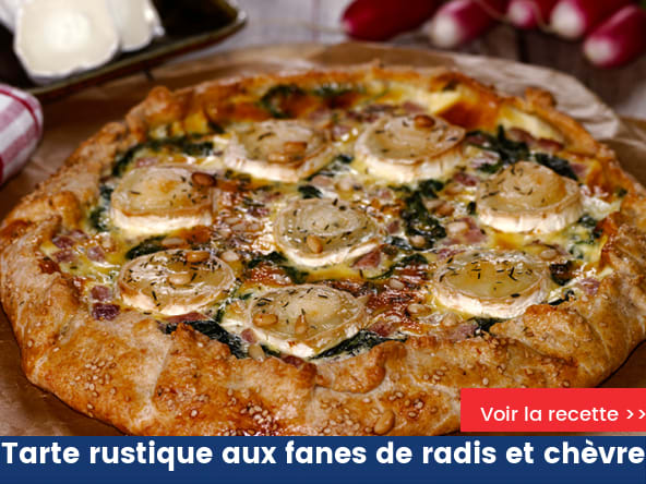 Tarte rustique aux fanes de radis et chèvre